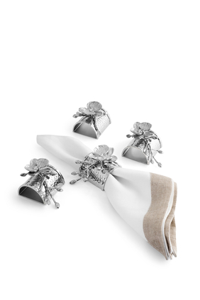 White Orchid Napkin Rings, Set of Four